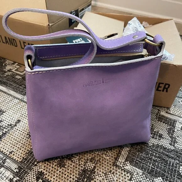 Portland Leather UNICORN Triangle Bag CHALK Lavender Purple White Brand New RARE - Picture 3 of 9